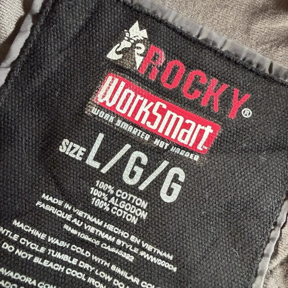 Rocky Workwear Jacket Mens Large Duck Canvas Lined Hooded Thinsulate Black - Picture 3 of 6